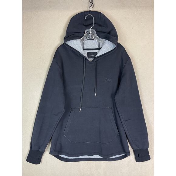 Stampd Hoodie Mens L Black Pouch Pocket Stretch Regular Fit Pullover‎ Sweatshirt - Picture 1 of 14